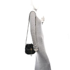Aged Calfskin Quilted Small Gabrielle Bucket Black