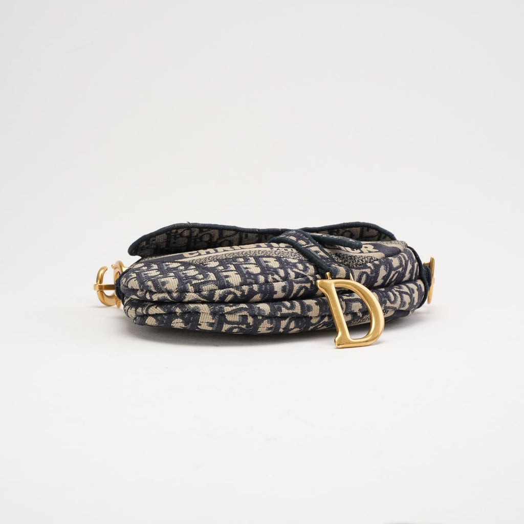 Christian Dior Medium Saddle Oblique Canvas Blue 2019