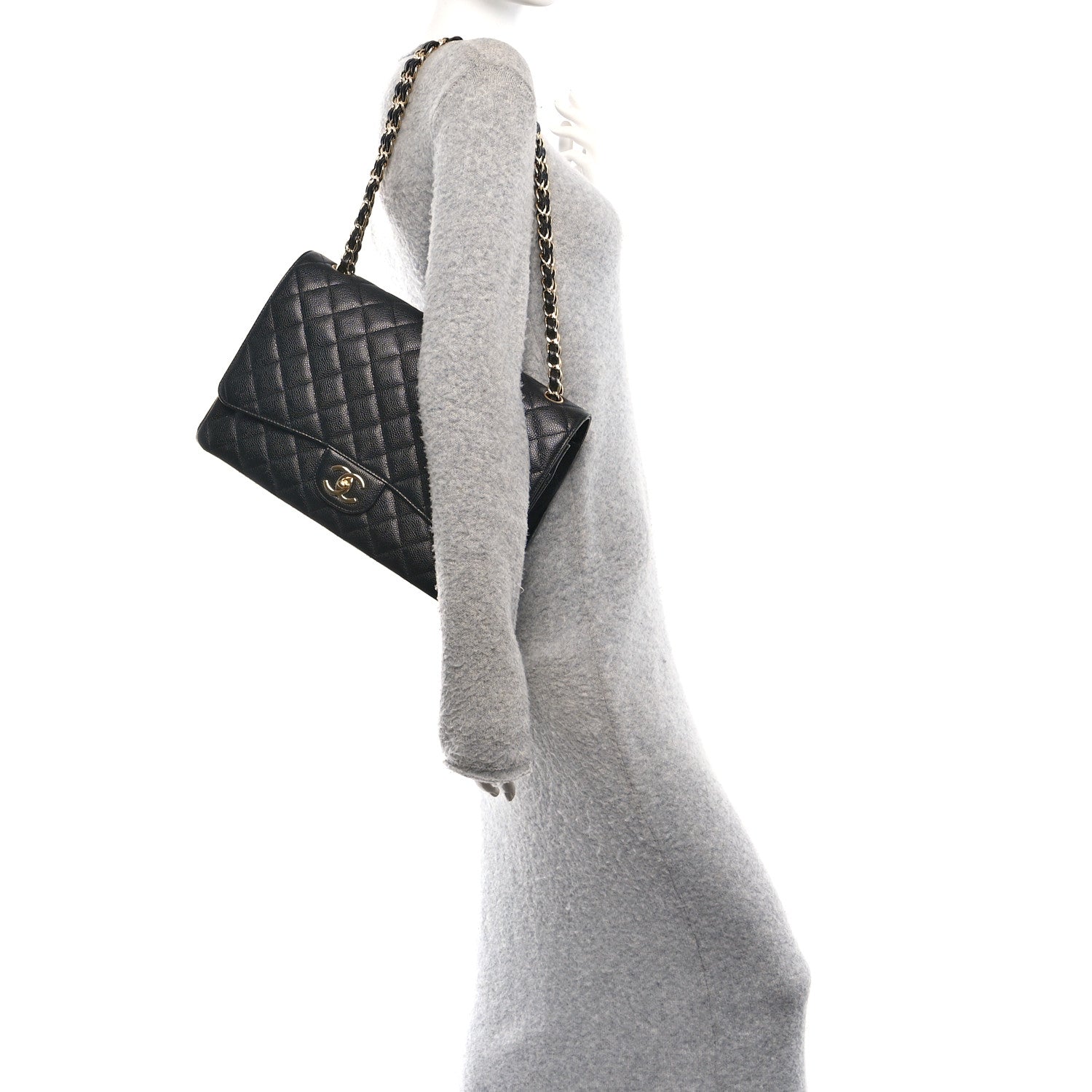 Caviar Quilted Maxi Double Flap Black