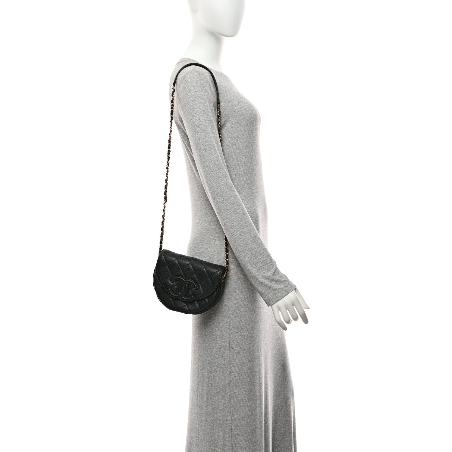 Caviar Quilted Mini Messenger Flap Black