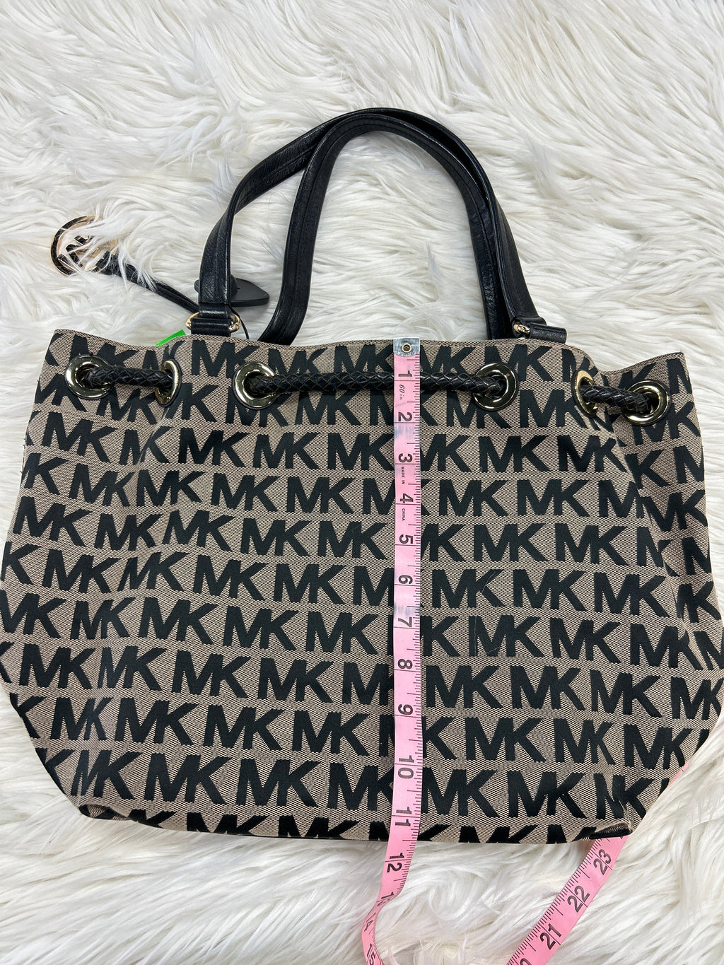 Handbag Designer By Michael Kors In Black & Tan, Size:Large