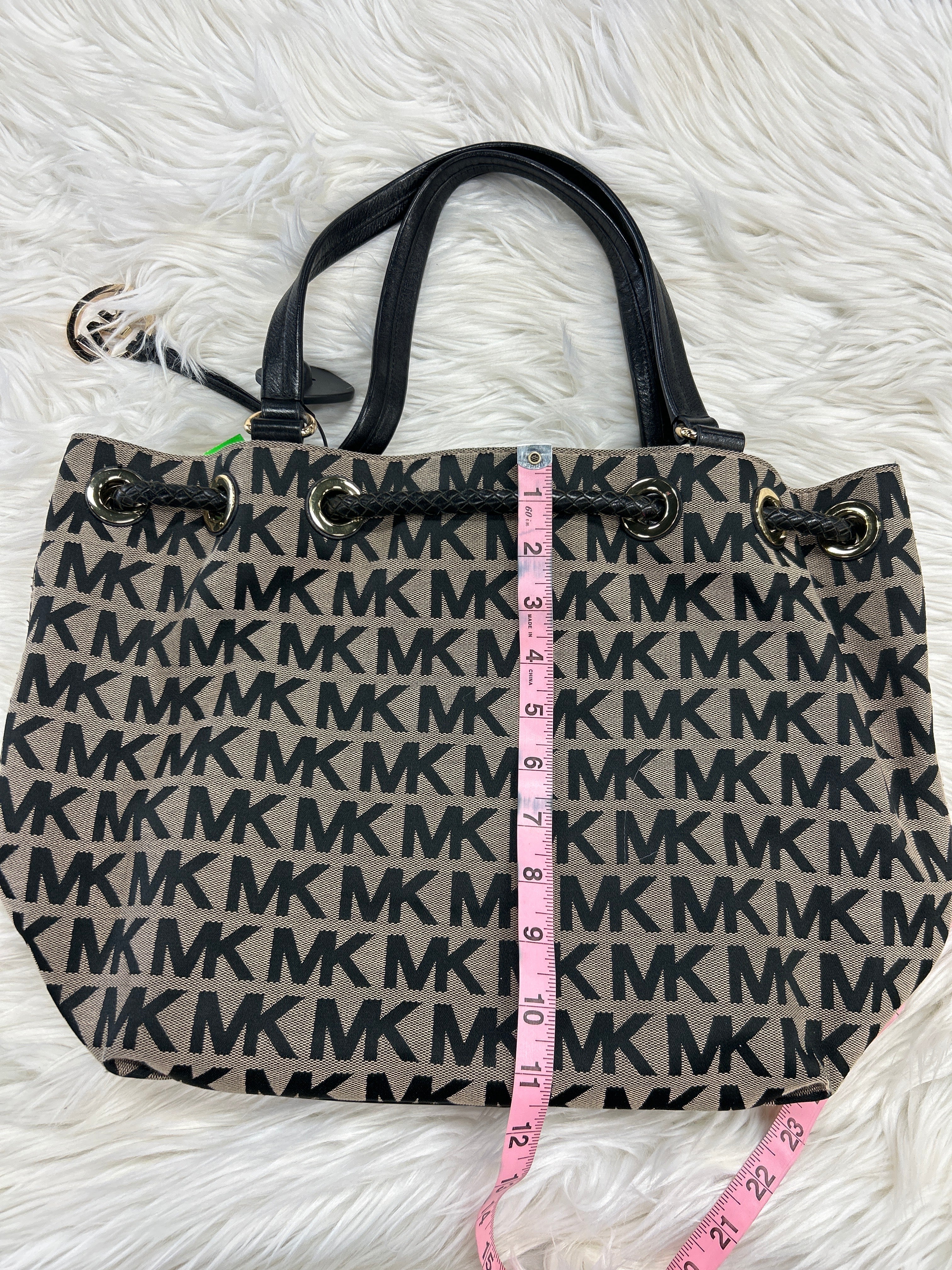 Handbag Designer By Michael Kors In Black & Tan, Size:Large