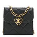Lambskin Plexiglass Quilted Coco Love Clutch With Chain Black