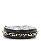Lambskin Quilted Chain Around Pouch Hobo Black