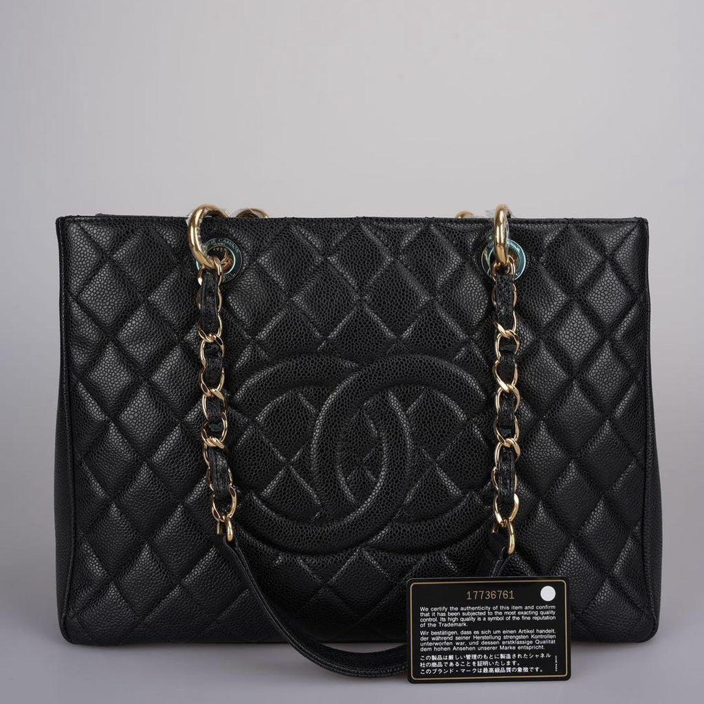 Chanel Grand Shopping Tote Black GST Bag in Caviar Leather with Gold Hardware