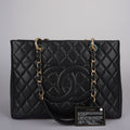 Chanel Grand Shopping Tote Black GST Bag in Caviar Leather with Gold Hardware