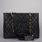Chanel Grand Shopping Tote Black GST Bag in Caviar Leather with Gold Hardware