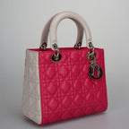 Christian Dior Lady Dior Bag Cannage Medium Handbag in Lambskin Leather  Red White