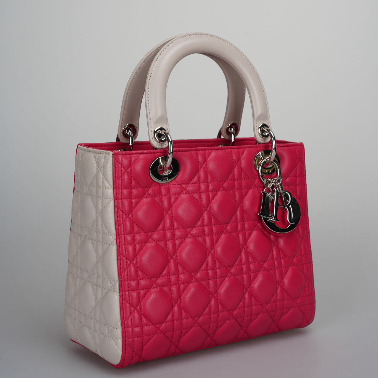 Christian Dior Lady Dior Bag Cannage Medium Handbag in Lambskin Leather  Red White