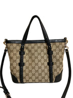 Tote Luxury Designer By Gucci In Black & Tan, Size:Small