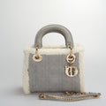Christian Dior Lady Dior Pre-Owned 2020 Mini Suede Shearling Cannage Lady Dior satchel