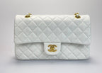 Chanel  Vinateg White Classic Flap Bag  with Gold Hardware