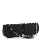 Lambskin Quilted Double Mini Flap Crossbody Black