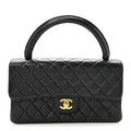 Lambskin Quilted Medium Rectangular Kelly Flap Bag Black