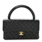 Lambskin Quilted Medium Rectangular Kelly Flap Bag Black