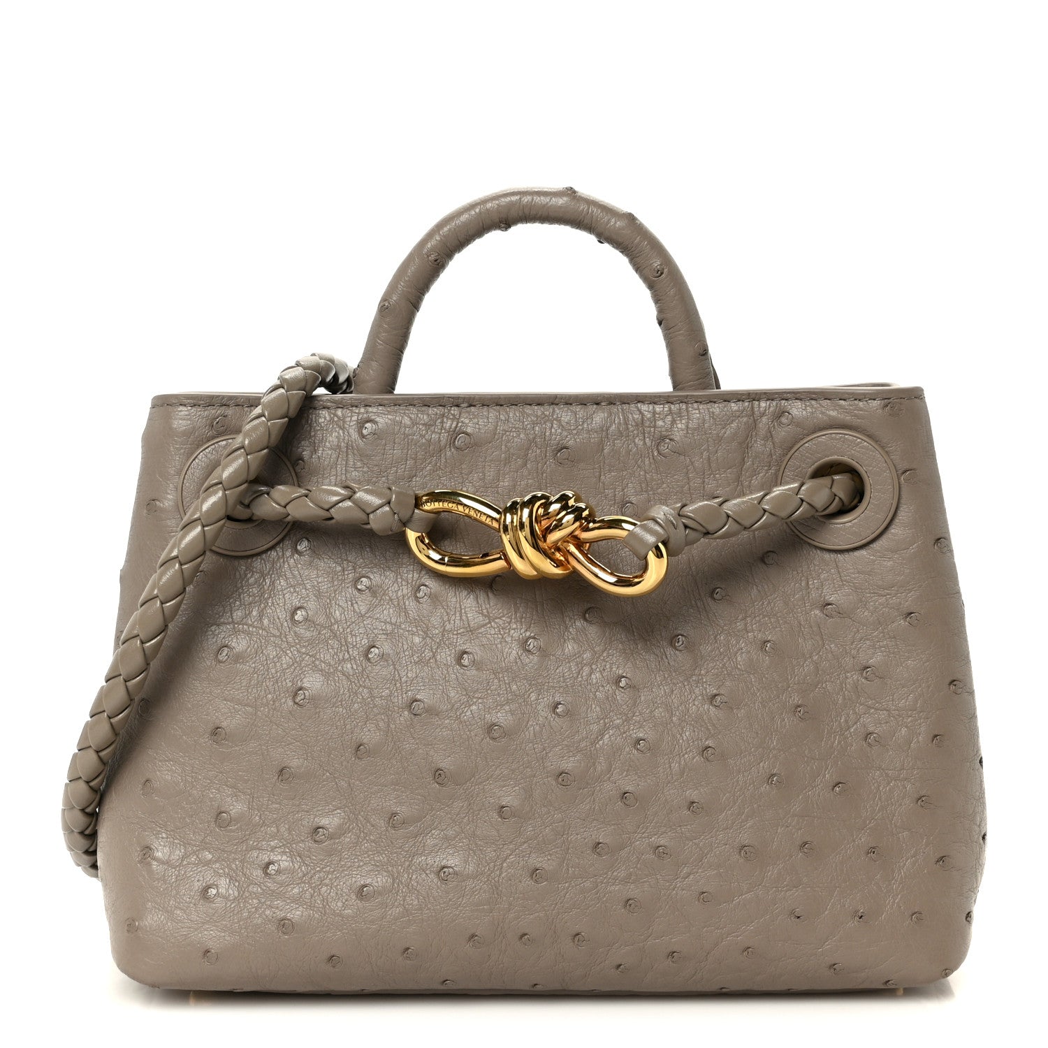 Ostrich Mini Andiamo Shoulder Bag Limestone