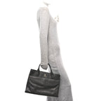 Caviar Medium Cerf Executive Shopper Tote Black