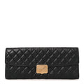 Metallic Aged Calfskin Quilted Paris Hamburg Clutch Black