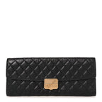 Metallic Aged Calfskin Quilted Paris Hamburg Clutch Black