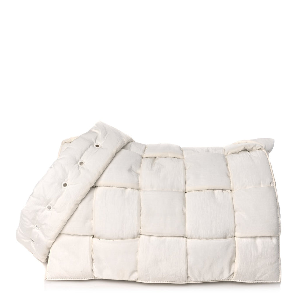 Nylon Intrecciato Padded Tech Maxi Cassette Bag White