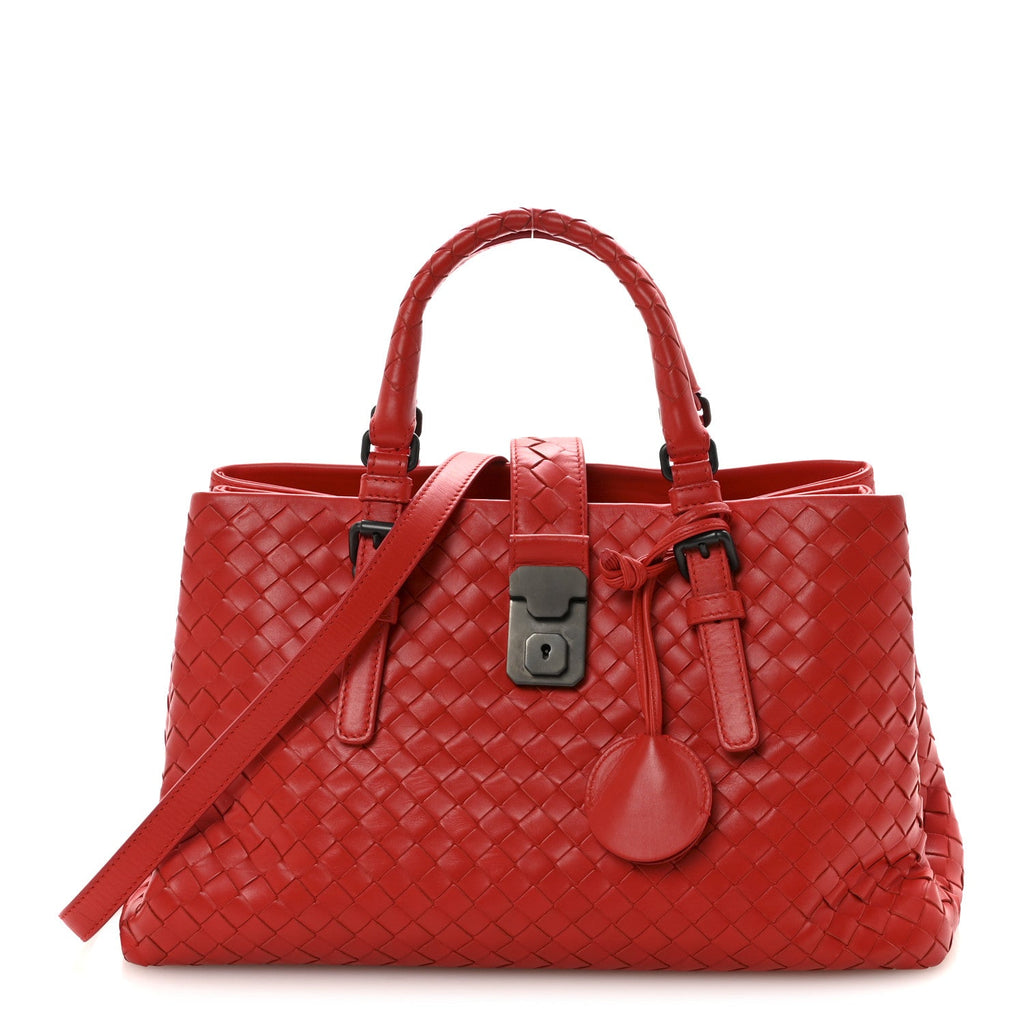 Nappa Intrecciato Small Roma Tote Red