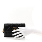 Lambskin Quilted Chanel 19 Flap Clutch Black