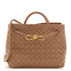 Nappa Intrecciato Small Andiamo Shoulder Bag Biscuit