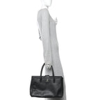 Calfskin Cerf Executive Shopper Tote Black