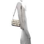 Canvas Intrecciato Padded Cassette Crossbody Bag Natural Black