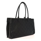Grained Calfskin Stitched Urban Essentials Large Shopping Bag Black