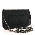 Caviar Quilted Wallet on Chain WOC Black