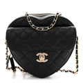 Lambskin Quilted CC In Love Heart Bag Black