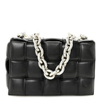 Lambskin Maxi Intreccio Padded Chain Cassette Crossbody Bag Black