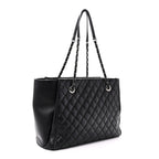 Lambskin Quilted Shopping Tote Black