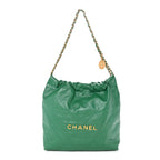 Shiny Calfskin Quilted Small Chanel 22 Green