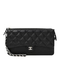 Caviar Quilted Classic Pouch With Handle Black