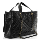 Snakeskin Glazed Calfskin Quilted Urban Mix Tote Black