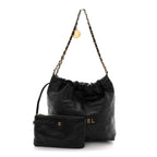 Shiny Calfskin Quilted Small Chanel 22 Black