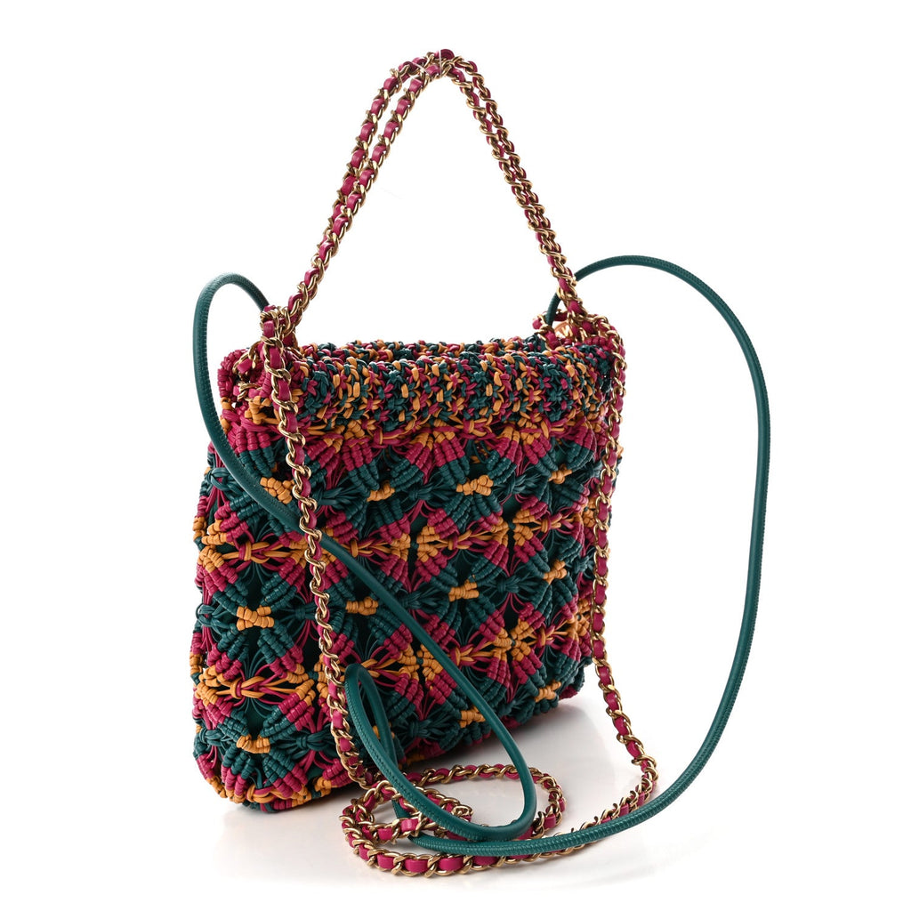 Calfskin Macrame Mini Chanel 22 Green Purple Yellow