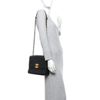 Lambskin Quilted Medium Single Flap Black