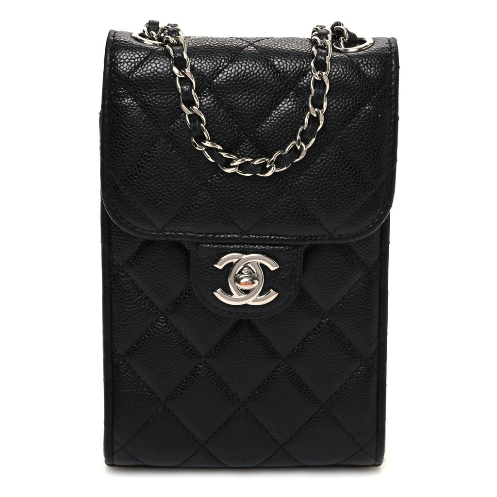 Caviar Quilted Classic Phone Holder Black
