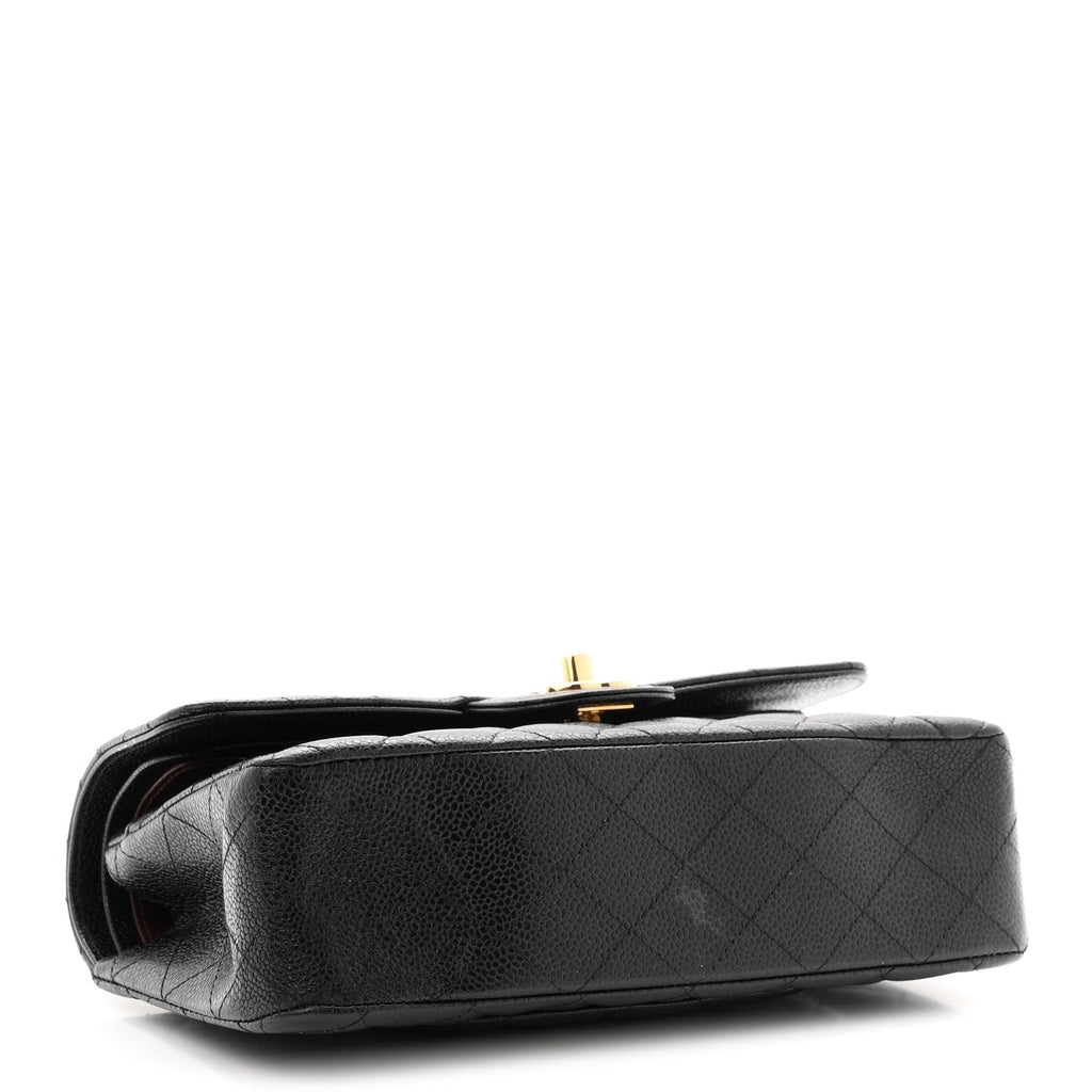 Caviar Quilted Small Double Flap Black