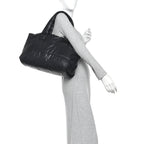 Lambskin Quilted Large Coco Cocoon Reversible Tote Black