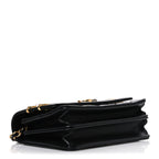 Lambskin Quilted Coco Clips Mini Wallet On Chain WOC Black