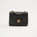 Chanel Vintage Mini Timeless Flap Black and Burgundy 1991