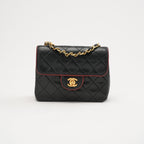 Chanel Vintage Mini Timeless Flap Black and Burgundy 1991