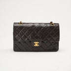Chanel Vintage Medium Classic Double Flap Leather Black 1999