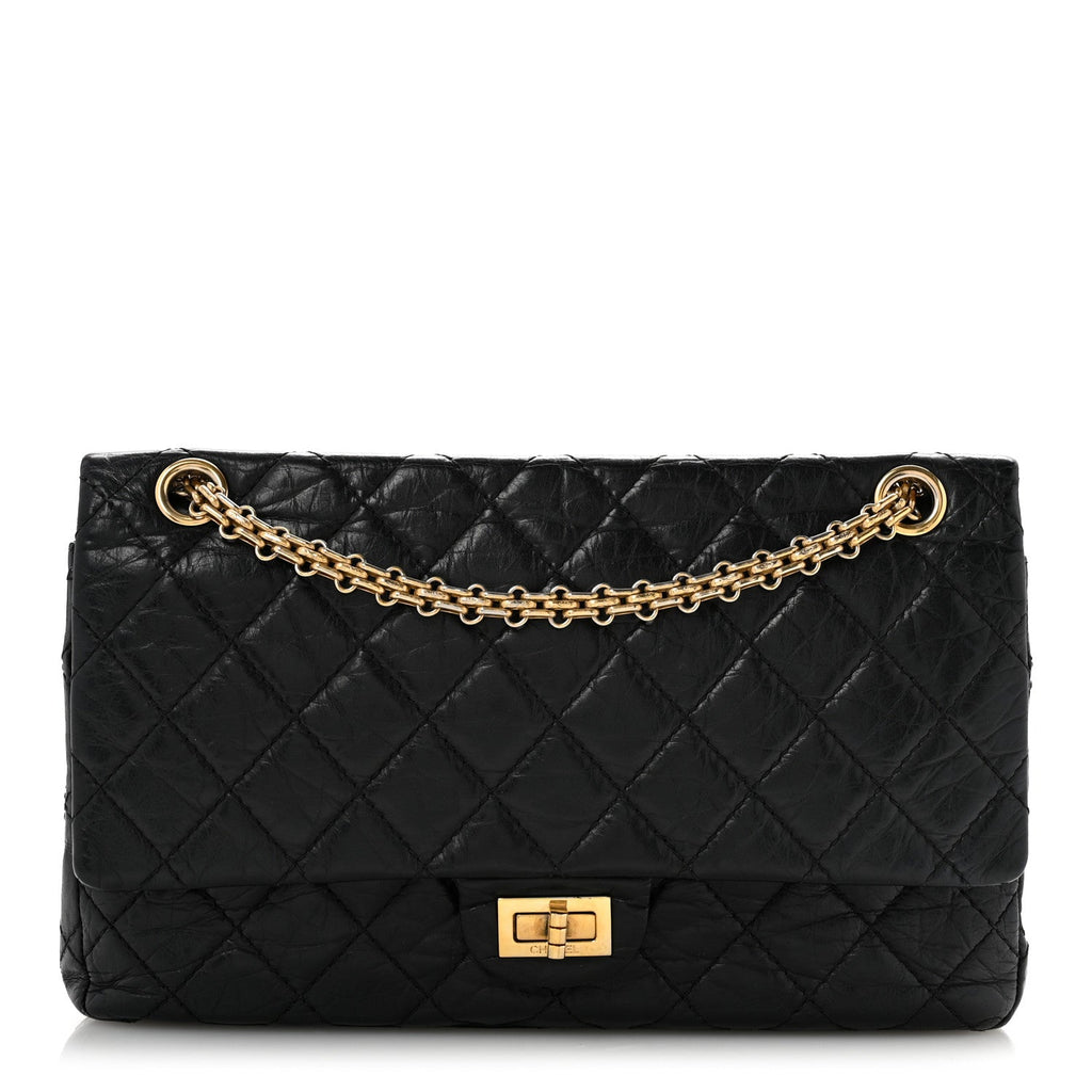 Aged Calfskin Quilted 2.55 Reissue 226 Flap Black