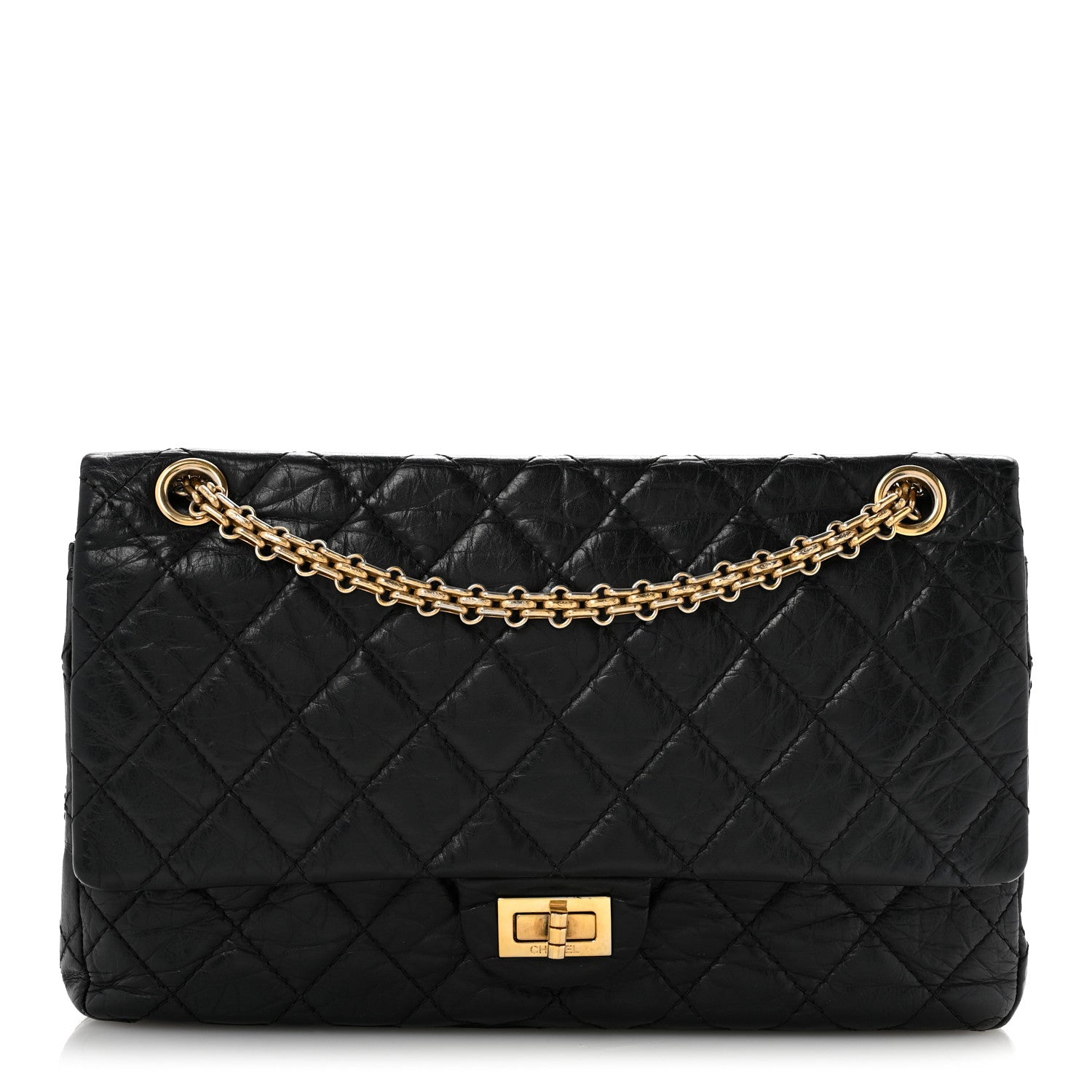 Aged Calfskin Quilted 2.55 Reissue 226 Flap Black