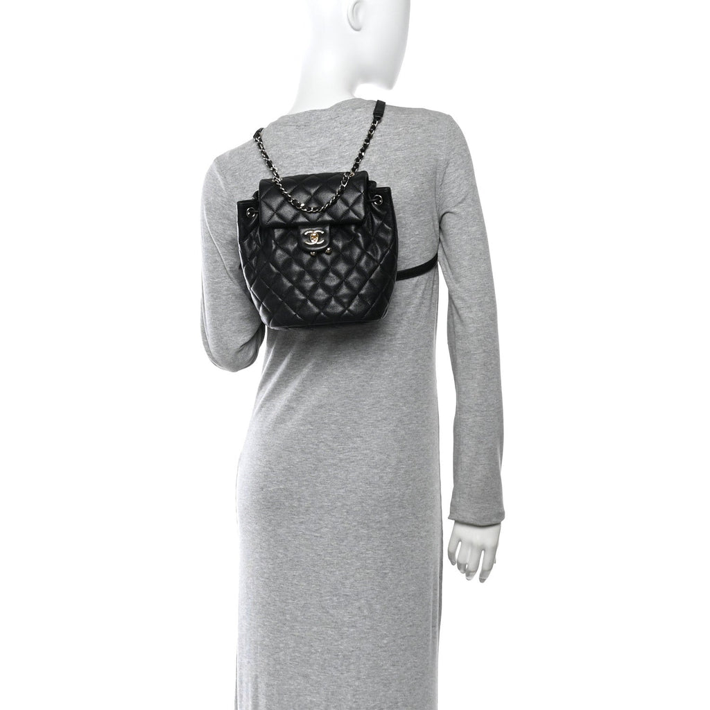 Caviar Quilted Mini Urban Spirit Backpack Black